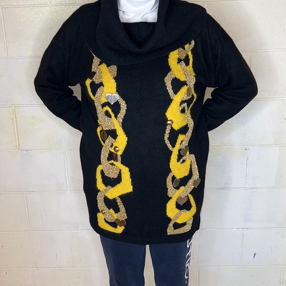 Very nice good condition black & gold cowl neck sweater by Spree. - Picture 9 of 10